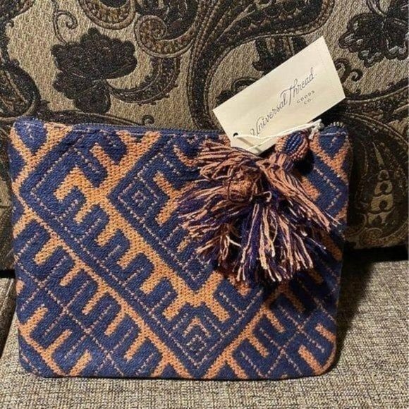 Universal Thread Handbags - Universal Thread frill Pom Pom clutch purse makeup bag brand new
